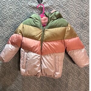 Swiss Tech Kids Puffer Jacket Colorblock Hooded Full‎ Zip 3T